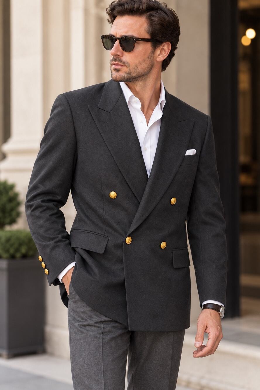 Vintage Valentino Uomo Blazer Mens 42R 100% Virgin Wool Double Breasted Italy
